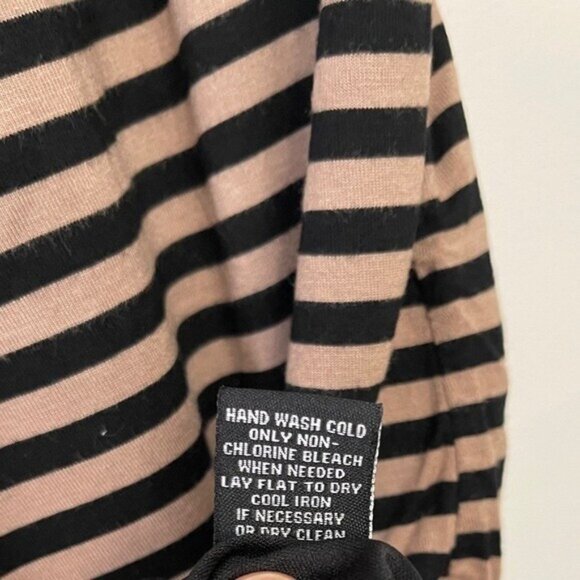 PREMISE Dresses Tan Nautical Stripe Shirt Dress Short Jersey Boat Neck Pockets L - Picture 5 of 8